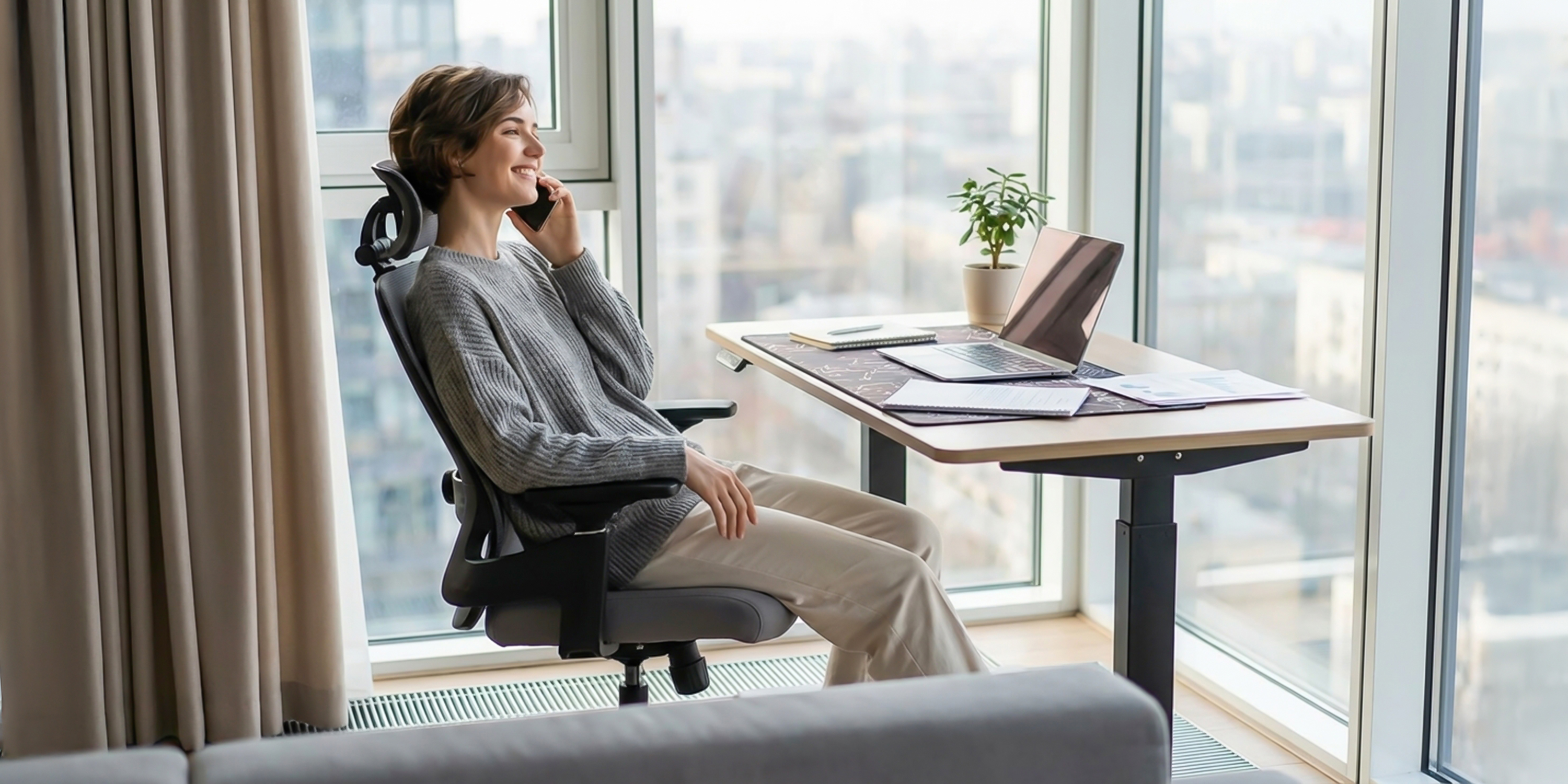 A person seated in AVALON with the headrest visible