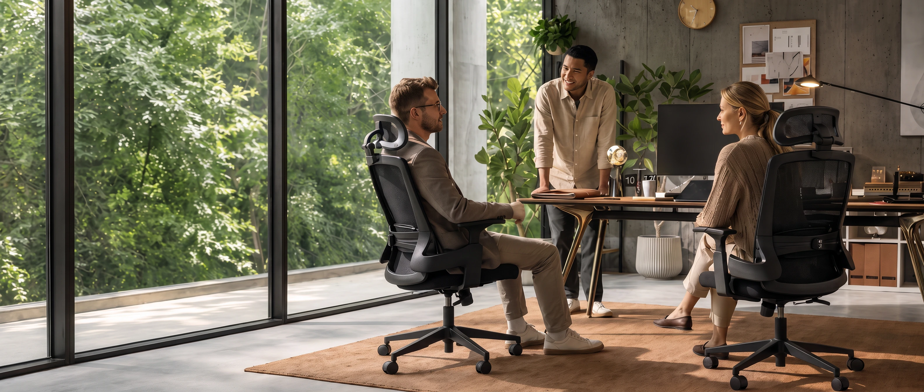 People working together in a bright office furnished with AVALON chairs